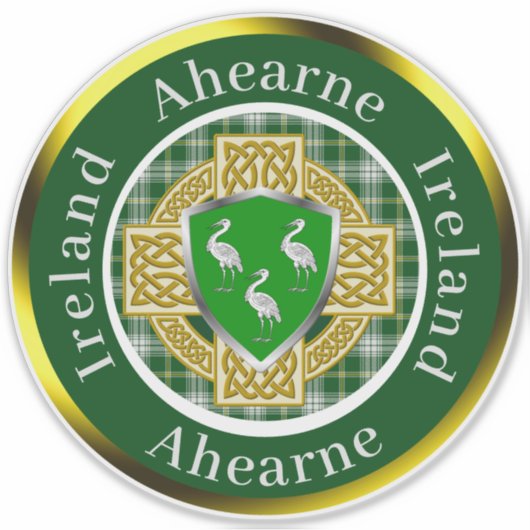 Aherne Irish Shield & Celtic Cross Personalisiert Aufkleber (Vorderseite)