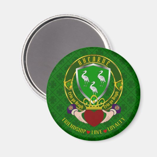 Aherzne Irish Shield & Claddagh Magnet (Vorderseite/Rückseite)