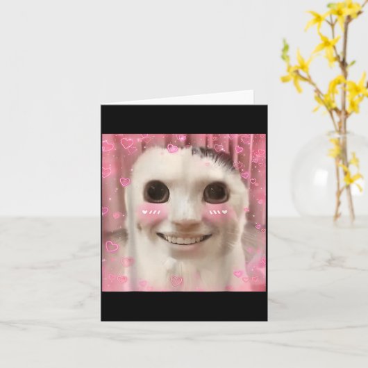 Ahh Cat Meme Dank Cursed Weirore Funny Dank Meme Karte (Gelbe Blume)