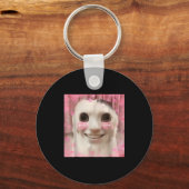 Ahh Cat Meme Dank Cursed Weirore Funny Dank Meme Schlüsselanhänger (Vorderseite)