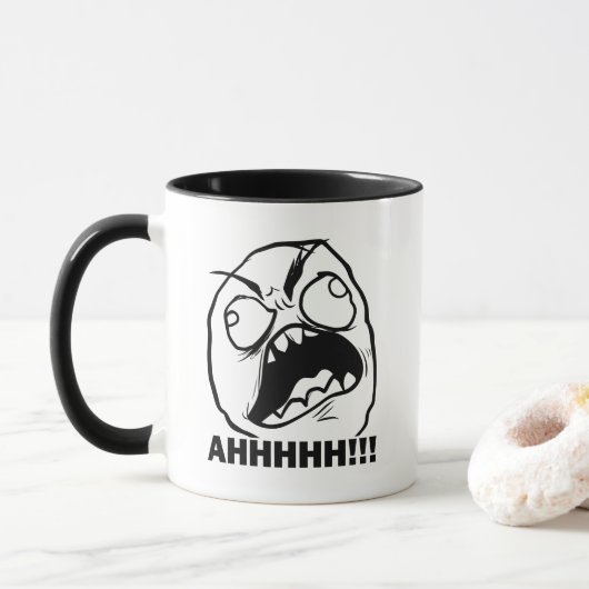 Ahhh!! Raserei-Gesicht Meme Kaffee-Tasse Tasse (Mit Donut)