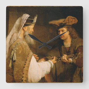 Ahimelech, welches David die Klinge von Goliath Quadratische Wanduhr