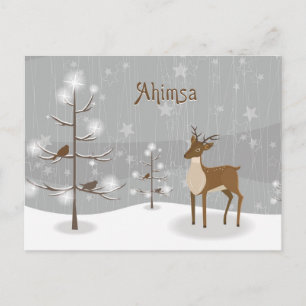 Ahimsa Holiday Reindeer Feiertagspostkarte