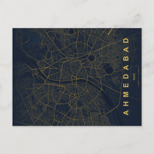 Ahmedabad Indien Stadtplan Minimalistisches Design Postkarte