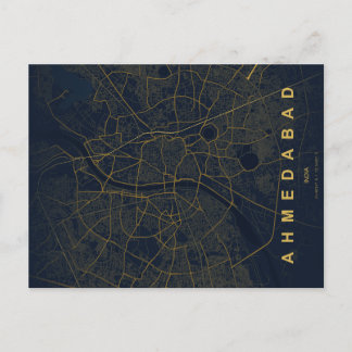 Ahmedabad Indien Stadtplan Minimalistisches Design Postkarte