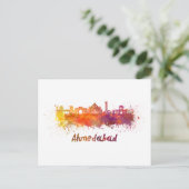Ahmedabad skyline im Watercolor Postkarte (Stehend Vorderseite)