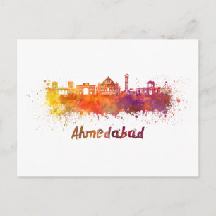 Ahmedabad skyline im Watercolor Postkarte