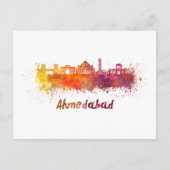 Ahmedabad skyline im Watercolor Postkarte (Vorderseite)