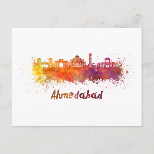 Ahmedabad skyline im Watercolor Postkarte (Vorderseite)