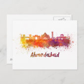 Ahmedabad Skyline in Aquarellfarbe Postkarte (Vorne/Hinten)