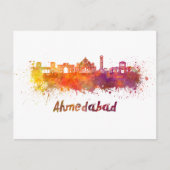 Ahmedabad Skyline in Aquarellfarbe Postkarte (Vorderseite)