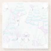 ÄHNLICHE BÄREN UND PENGUINEN MIT BÄUMEN UND VORLIE GLASUNTERSETZER (Rückseite)