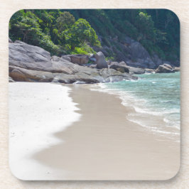 Ähnlicher weißer Sandstrand und türkisblaues Meer Getränkeuntersetzer