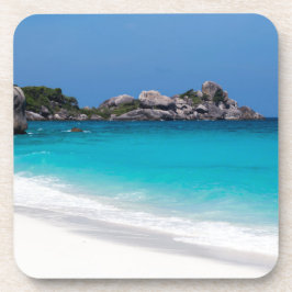 Ähnlicher weißer Sandstrand und türkisblaues Meer Getränkeuntersetzer