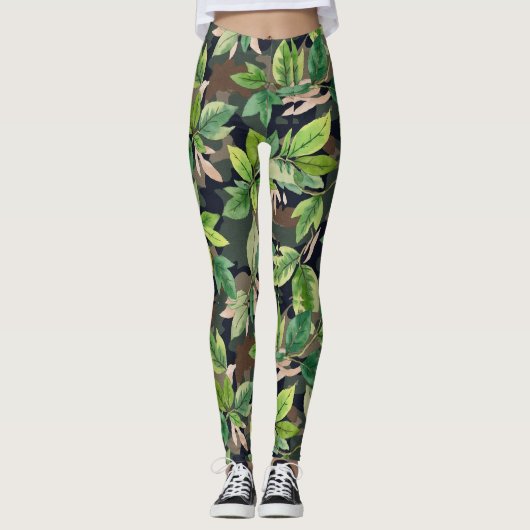 Ähnliches Muster für Camouflage von Blätter Leggings (Vorderseite)