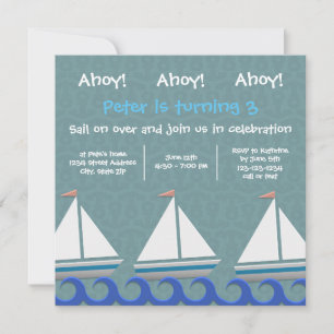 Ahoi ahoi ahoi 3 Segelboote - Einladung