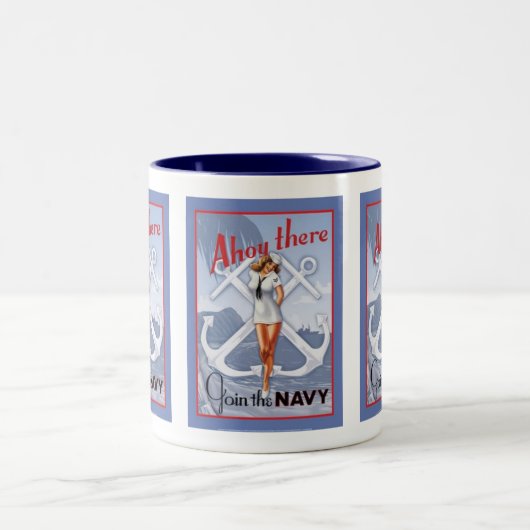 Ahoi dort! Marine Button-Oben Tasse (Mittel)