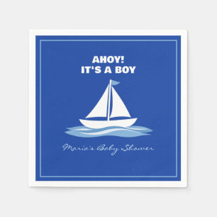 Ahoi! Es ist ein Junge! Blaues maritimes Babyshowe Serviette