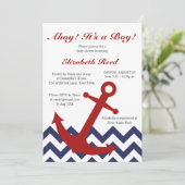 Ahoi! Es ist ein Junge! Seethema-Babyparty Einladung (Stehend Vorderseite)