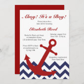 Ahoi! Es ist ein Junge! Seethema-Babyparty Einladung (Vorne/Hinten)