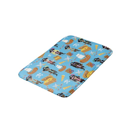 Ahoi! Es ist ein Piraten-Schatzsuche-Kindermuster Badematte (Schrägansicht)