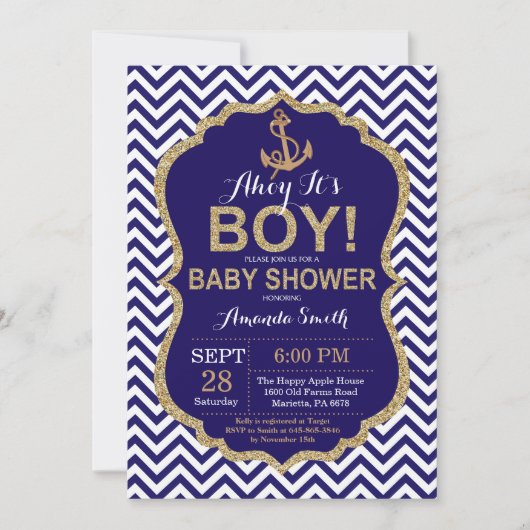 Ahoi ist es ein Junge! SeeBabyparty-Einladung Einladung (Vorderseite)