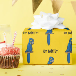 Ahoi Matrosen-Papagei-Cartoon, Lustiger Ara-Vogel Geschenkpapier