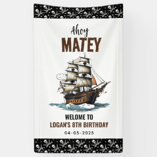 Ahoi Matrosen Piraten-Party-Schiff 8. Geburtstag Banner