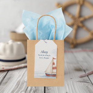 Ahoi Nautischer Geburtstag Danke   Segelboot Party Geschenkanhänger