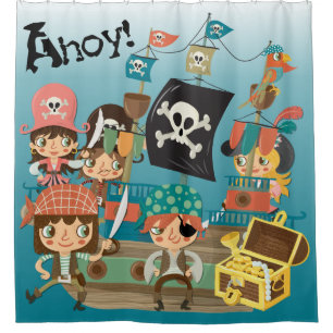 Ahoi Piraten und Piraten-Schiff Duschvorhang