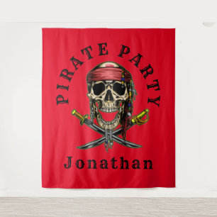 Ahoi Piratenschädel Hintergrundkulisse Wandteppich
