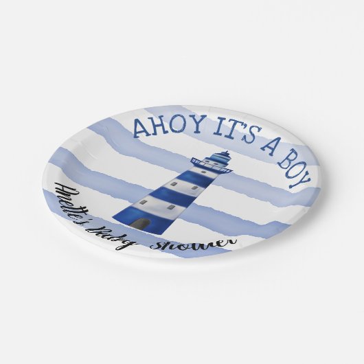 Ahoi sein eine SeeBabyparty des Pappteller (Schrägansicht)