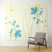 Ahorn-Blätter Aqua- und Gelbpolka-Punkte Wandteppich (Beispiel (Horizontal))