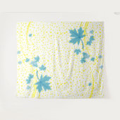 Ahorn-Blätter Aqua- und Gelbpolka-Punkte Wandteppich (Vorderseite (Horizontal))