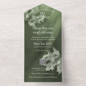 Ahorn-Blätter auf moosgrünen QR-Code akzentuieren All In One Einladung (Innen)