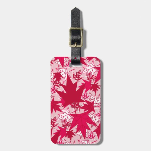 Ahorn-Blätter auf rosa Hintergrund Gepäckanhänger (Vorderseite vertikal)