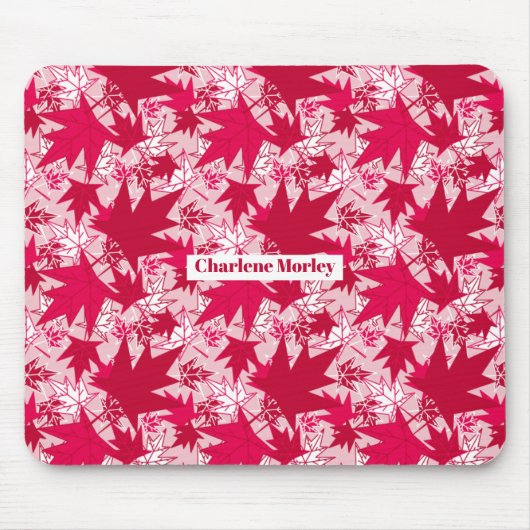 Ahorn-Blätter auf rosa Hintergrund Mousepad (Vorne)