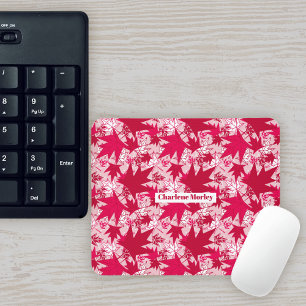 Ahorn-Blätter auf rosa Hintergrund Mousepad