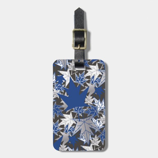 Ahorn-Blätter - Blau auf kohlebeständigem Hintergr Gepäckanhänger (Vorderseite vertikal)