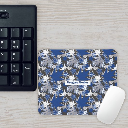 Ahorn-Blätter - Blau auf kohlebeständigem Hintergr Mousepad