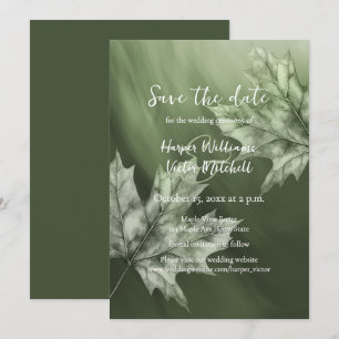 Ahorn-Blätter, die dunkelgrüne Hochzeit im Herbst Save The Date