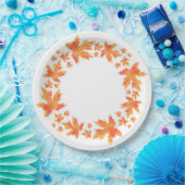 Ahorn-Blätter für Wasserfarben Wreath Pappteller (Party)