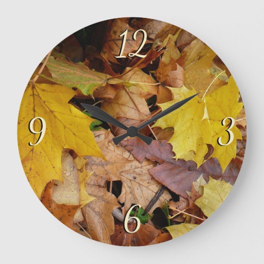 Ahorn-Blätter Gelbe Herbstnatur Große Wanduhr (Vorderseite)