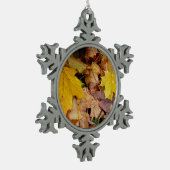 Ahorn-Blätter Gelbe Herbstnatur Schneeflocken Zinn-Ornament (Links)