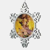 Ahorn-Blätter Gelbe Herbstnatur Schneeflocken Zinn-Ornament (Rechts)