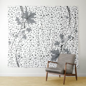 Ahorn-Blätter, graue und schwarze Polka-Punkte Wandteppich (Beispiel (Horizontal))