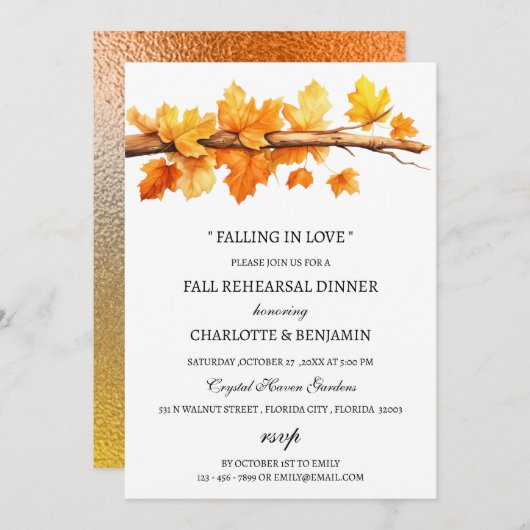 Ahorn-Blätter Herbst Themenabend Probe Herbst Einladung (Vorne/Hinten)