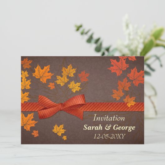 Ahorn-Blätter, Herbsthochzeit Einladung (Stehend Vorderseite)