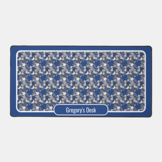 Ahorn-Blätter in blau-weiß und grau Schreibtischunterlage (Vorderseite)