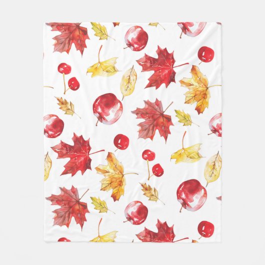 Ahorn-Blätter, Kirschen, Äpfel Fleecedecke (Vorderseite)